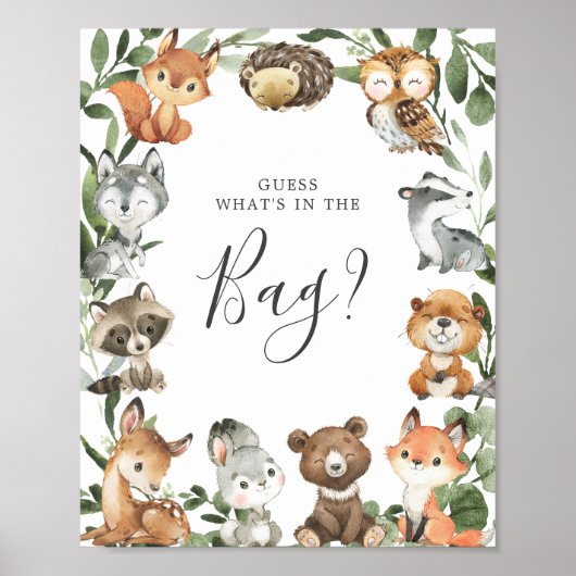 Woodland Animals Baby Raad eens wat er in de tas z Poster (Voorkant)