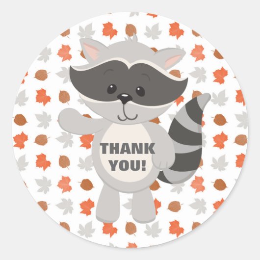 Woodland Animals Baby Raccoon envelop afdichting Ronde Sticker (Voorkant)