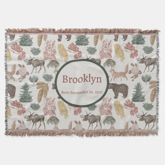 Woodland Animals Baby – Rustieke Beren, vossen, ui Deken (Voorkant)