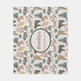 Woodland Animals Baby – Rustieke Beren, vossen, ui Fleece Deken