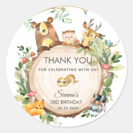 Woodland Animals Baby shower 1e verjaardagsgunst Ronde Sticker