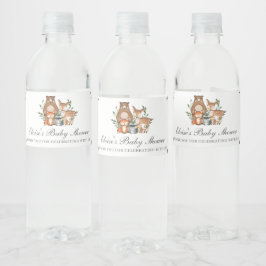 Woodland Animals Baby shower 1e verjaardagsgunst Waterfles Etiket