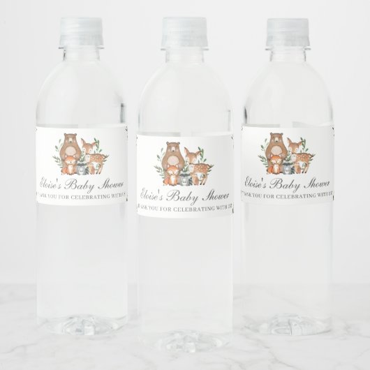 Woodland Animals Baby shower 1e verjaardagsgunst Waterfles Etiket (Flessen)