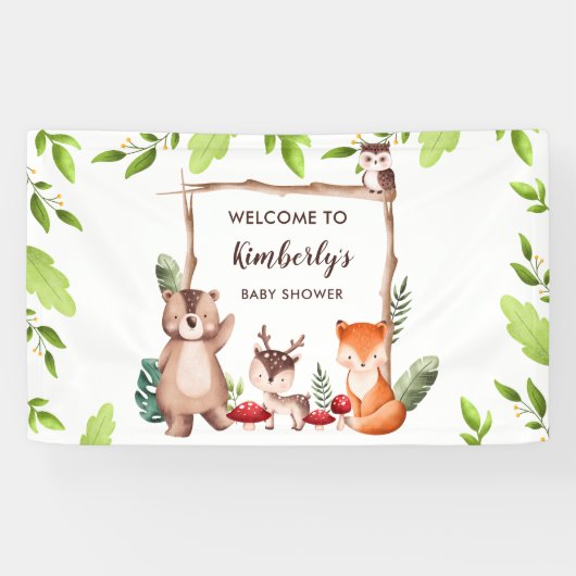 Woodland Animals Baby shower Achtergrond Banner (Horizontaal)