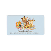 Woodland Animals Baby shower Adres Label