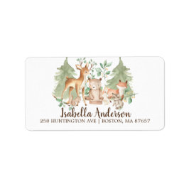 Woodland Animals Baby shower Adres Label