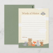 Woodland Animals Baby shower Advice Game Briefkaart (Voorkant / Achterkant)