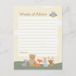 Woodland Animals Baby shower Advice Game Briefkaart