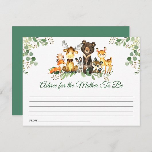 Woodland Animals Baby shower Advies Briefkaart (Voorkant / Achterkant)