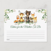 Woodland Animals Baby shower Advies Briefkaart (Voorkant)