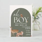 Woodland Animals Baby shower, Baby Boy Kaart (Staand voorkant)