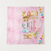 Woodland Animals Baby shower Backdrop Banner Roze Wandkleed (Voorkant (horizontaal))