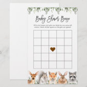 Woodland Animals Baby shower Bingo Game (Voorkant / Achterkant)
