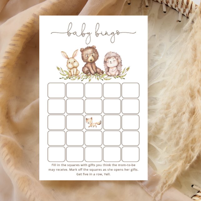 Woodland Animals Baby shower Bingo Game (Creator heeft geüpload)