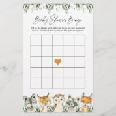 Woodland Animals Baby shower Bingo Game (Voorkant)
