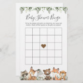 Woodland Animals Baby shower Bingo Game (Voorkant / Achterkant)