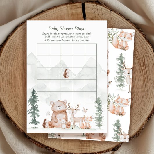Woodland Animals Baby shower Bingo Game Kaart
