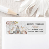 Woodland Animals Baby shower Birthday Party Floral Etiket (Insitu)