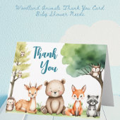 Woodland Animals Baby shower Blue Thank You Card Bedankkaart