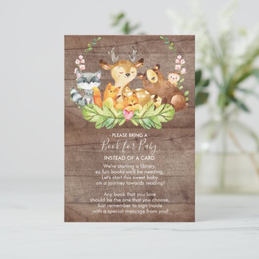 Woodland Animals Baby shower Boek voor Baby Kaart (Staand voorkant)