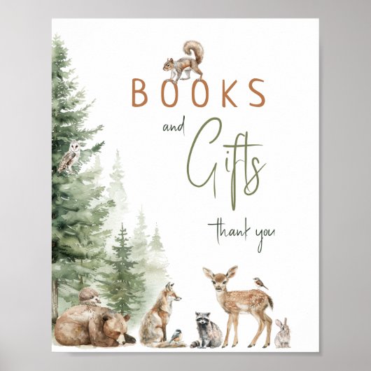 Woodland Animals Baby shower boeken en geschenken  Poster (Voorkant)