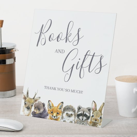 Woodland Animals Baby shower boeken en geschenken Reclamebord Met Voetstuk (Insitu)