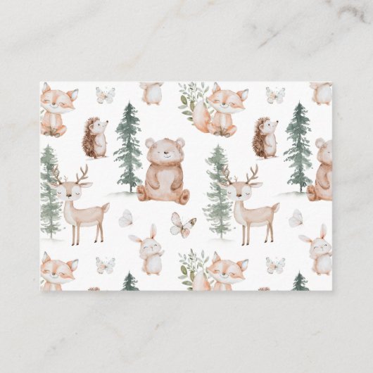 Woodland Animals Baby shower Boeken voor Baby Informatiekaartje (Achterkant)