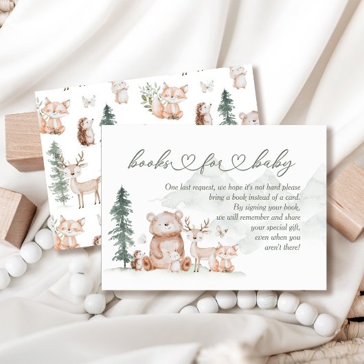 Woodland Animals Baby shower Boeken voor Baby Informatiekaartje