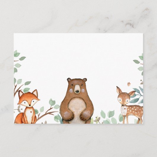 Woodland Animals Baby shower Boeken voor Baby Kaar Informatiekaartje (Achterkant)