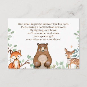 Woodland Animals Baby shower Boeken voor Baby Kaar Informatiekaartje
