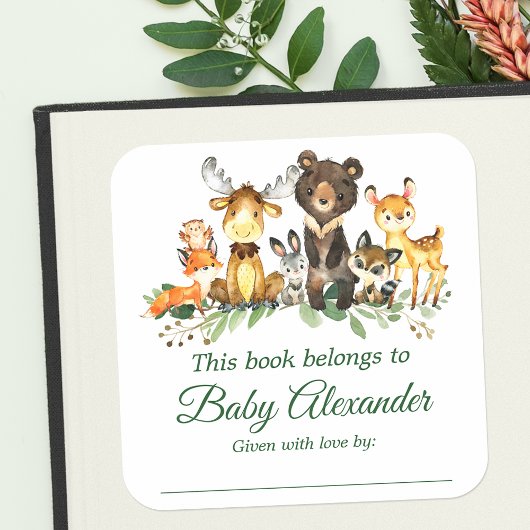 Woodland Animals Baby shower Bookplate Labels