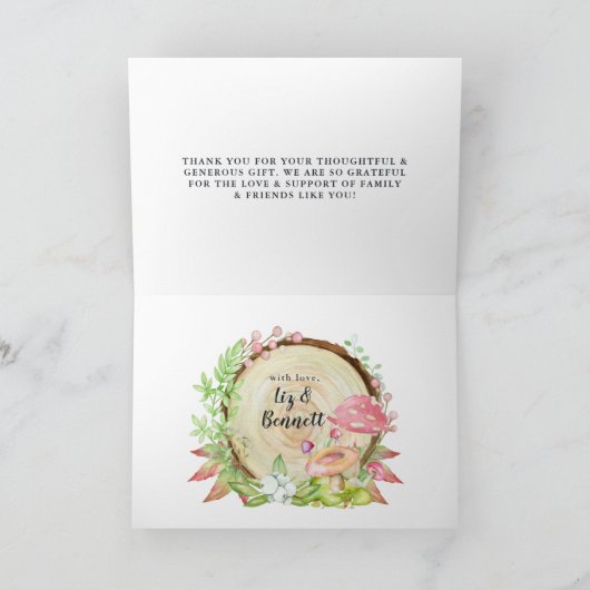 Woodland Animals | Baby shower bos Hartelijk dank Bedankkaart (Binnen)