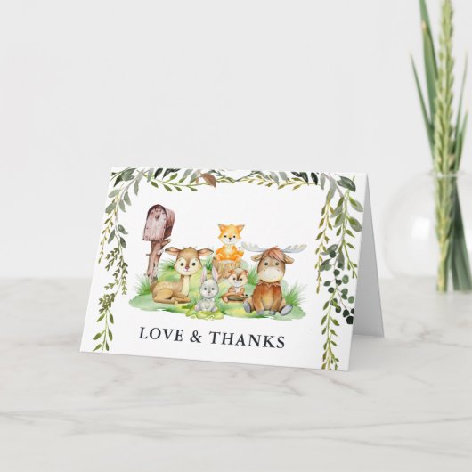 Woodland Animals | Baby shower bos Hartelijk dank Bedankkaart (Voorkant)