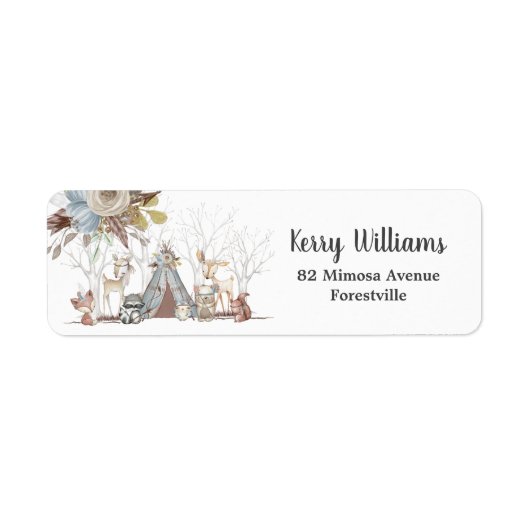 Woodland Animals Baby shower Boy Birthday Party Etiket (Voorkant)