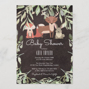 Woodland Animals Baby shower Chalkboard Kaart