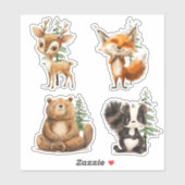 Woodland Animals baby shower Cupcake Topper Sticker (Vel)