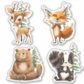 Woodland Animals baby shower Cupcake Topper Sticker (Voorkant)