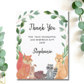 Woodland Animals Baby shower Dank u Briefkaart