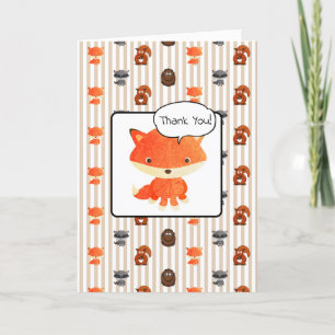 Woodland Animals Baby shower Dank u Kaarten