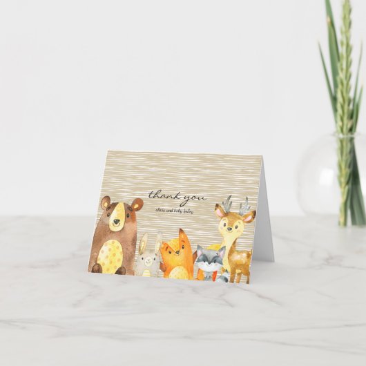 Woodland Animals Baby shower Dank u wel Bedankkaart (Voorkant)