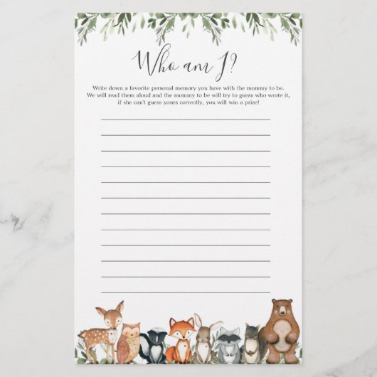 Woodland Animals Baby shower dat ik heet (Voorkant)