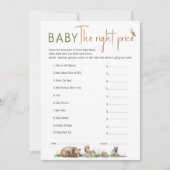 Woodland Animals Baby shower de juiste prijs Kaart (Voorkant)
