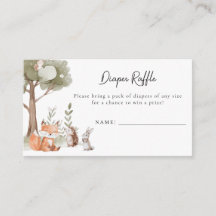 Woodland Animals Baby shower Diaper Raffle