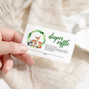 Woodland Animals Baby shower Diaper Raffle Informatiekaartje