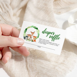 Woodland Animals Baby shower Diaper Raffle Informatiekaartje