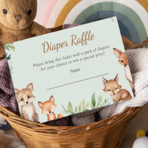Woodland Animals Baby shower Diaper Raffle