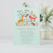 Woodland Animals Baby shower Diaper Raffle Kaart (Staand voorkant)