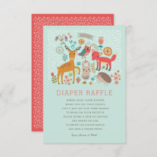 Woodland Animals Baby shower Diaper Raffle Kaart