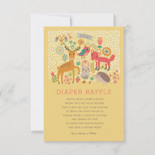 Woodland Animals Baby shower Diaper Raffle Kaart