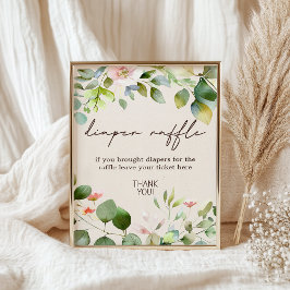 Woodland Animals Baby shower Diaper Raffle Sign Poster